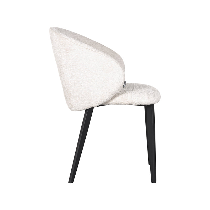 LABEL51 Eetkamerstoelen Logan - Creme - Chenille - Zwart Metalen Frame