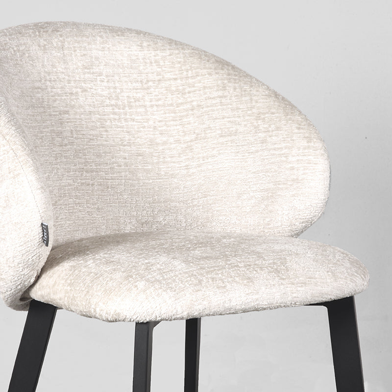 LABEL51 Eetkamerstoelen Logan - Creme - Chenille - Zwart Metalen Frame