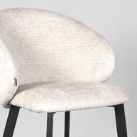 LABEL51 Eetkamerstoelen Logan - Creme - Chenille - Zwart Metalen Frame