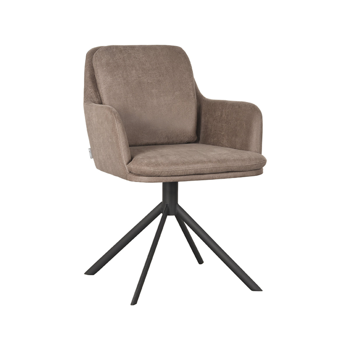 LABEL51 Eetkamerstoelen Joy - Taupe - Kunstleder - Zwart Metalen Frame