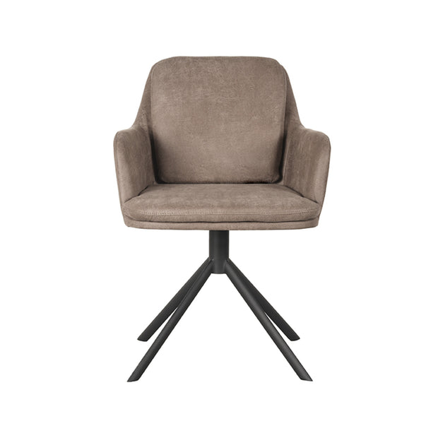 LABEL51 Eetkamerstoelen Joy - Taupe - Kunstleder - Zwart Metalen Frame