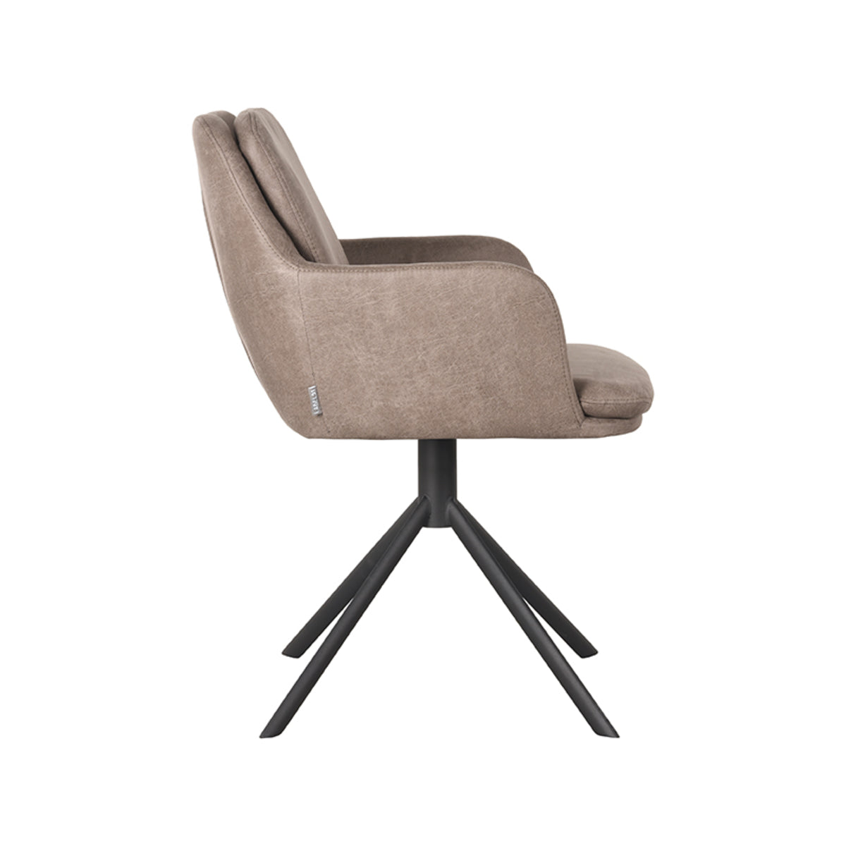 LABEL51 Eetkamerstoelen Joy - Taupe - Kunstleder - Zwart Metalen Frame