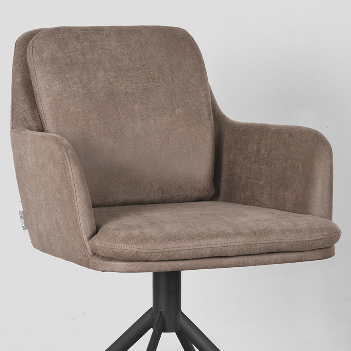 LABEL51 Eetkamerstoelen Joy - Taupe - Kunstleder - Zwart Metalen Frame