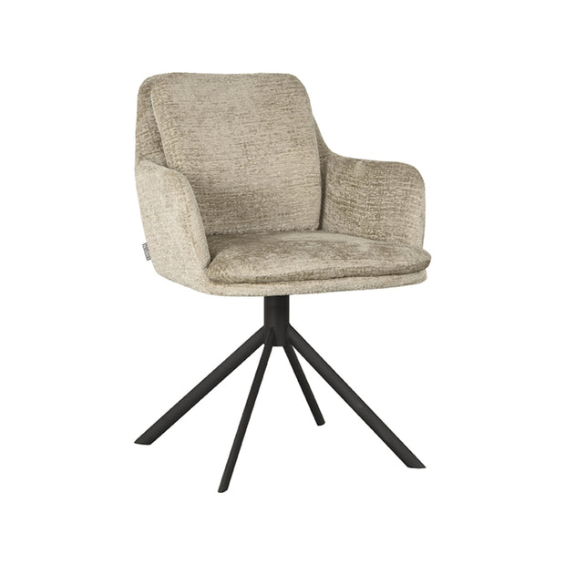 LABEL51 Eetkamerstoelen Joy - Beige - Chenille - Zwart Metalen Frame