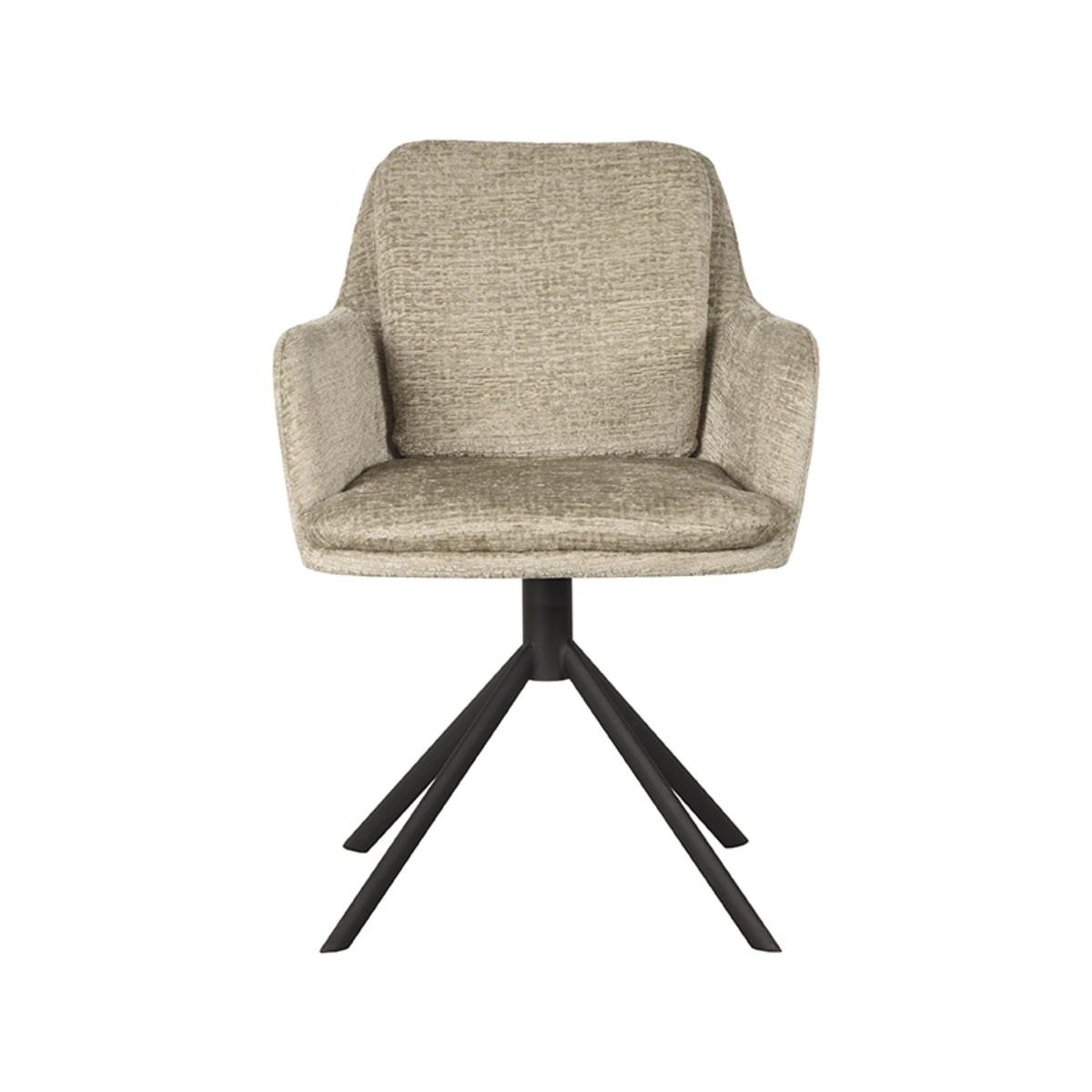 LABEL51 Eetkamerstoelen Joy - Beige - Chenille - Zwart Metalen Frame