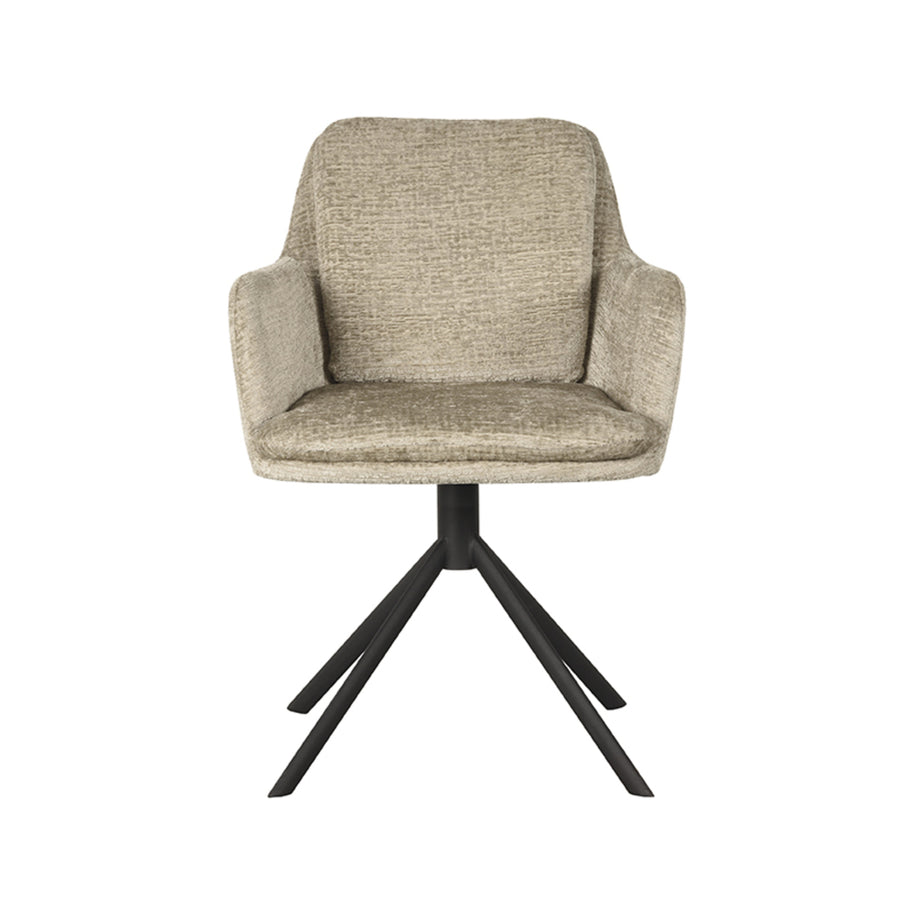 LABEL51 Eetkamerstoelen Joy - Beige - Chenille - Zwart Metalen Frame