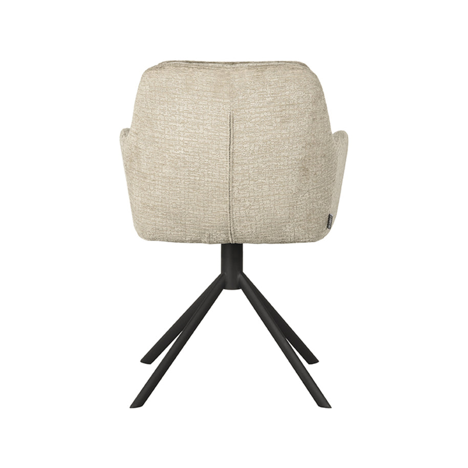 LABEL51 Eetkamerstoelen Joy - Beige - Chenille - Zwart Metalen Frame