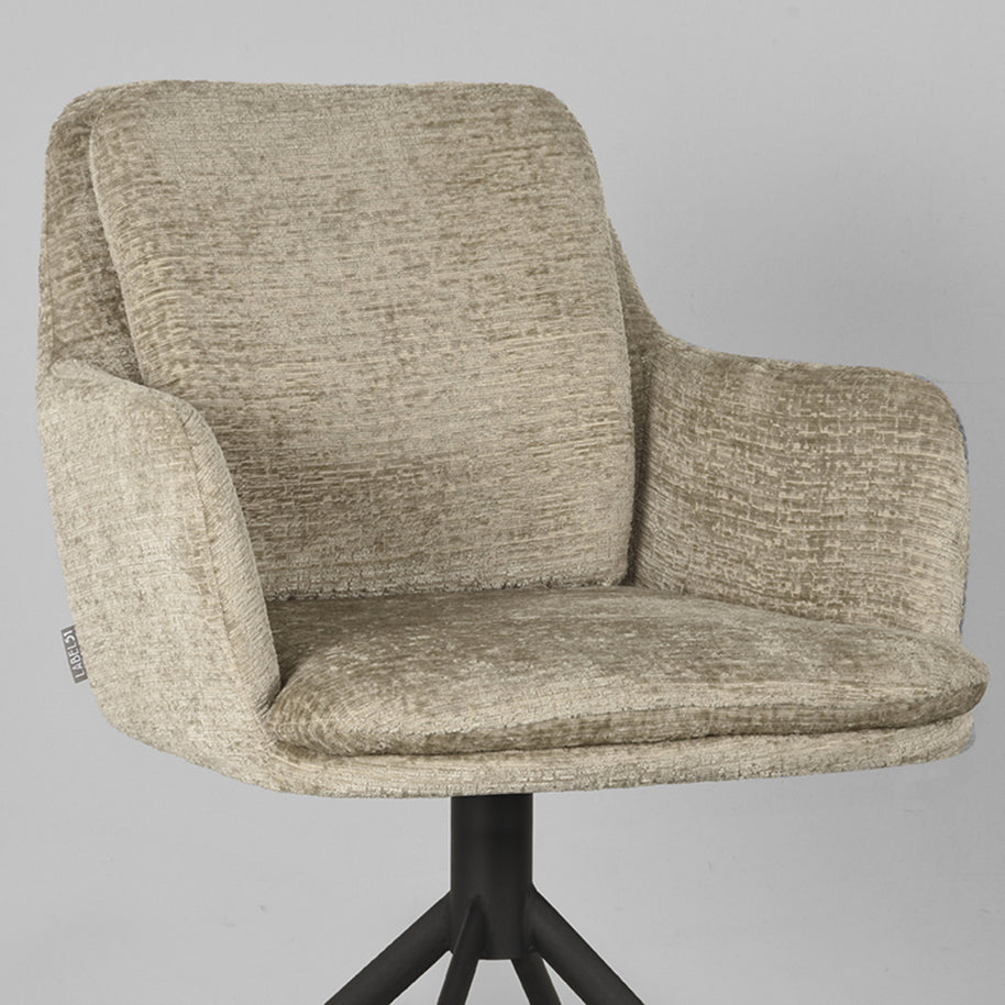 LABEL51 Eetkamerstoelen Joy - Beige - Chenille - Zwart Metalen Frame