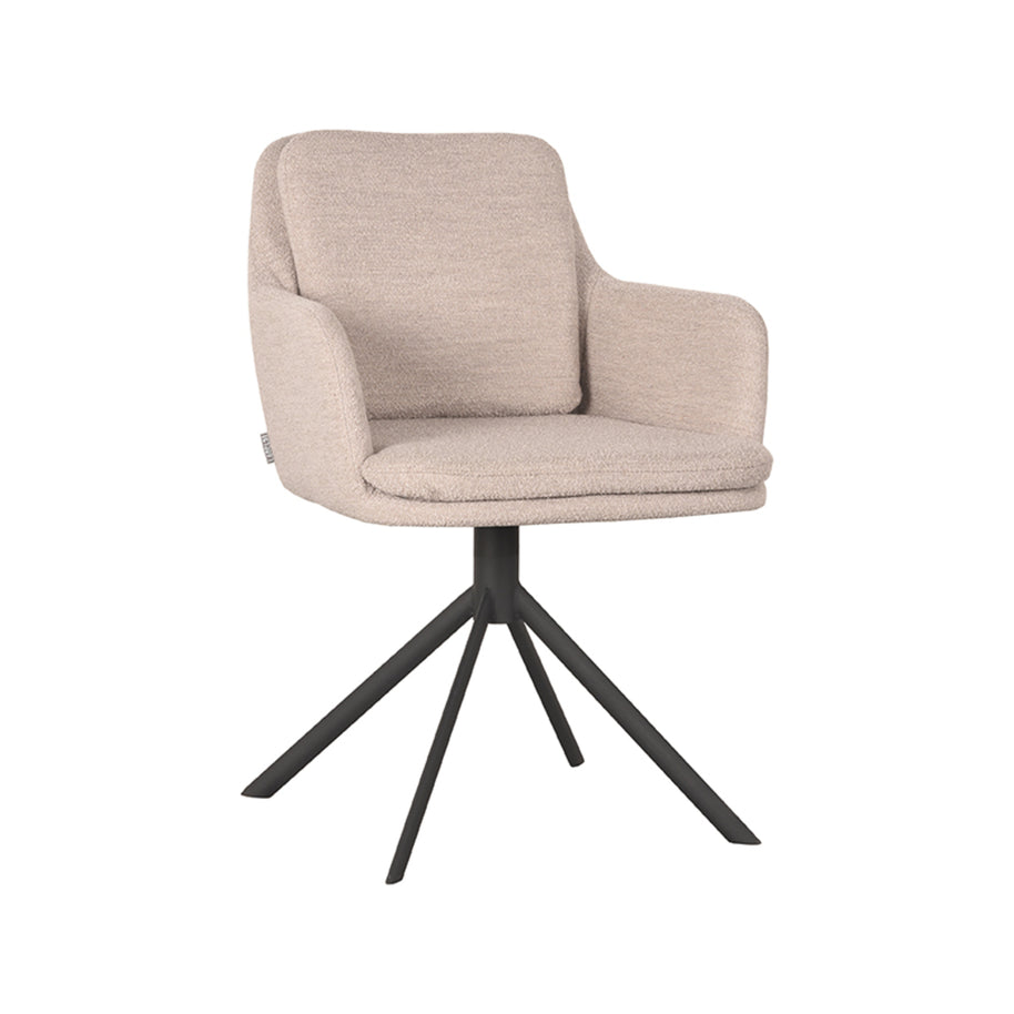 LABEL51 Eetkamerstoelen Joy - Naturel - Boucle - Zwart Metalen Frame