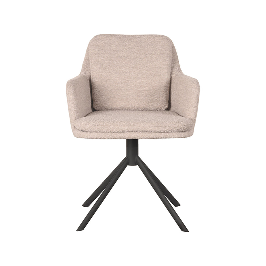 LABEL51 Eetkamerstoelen Joy - Naturel - Boucle - Zwart Metalen Frame