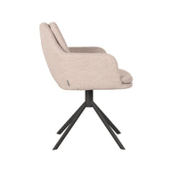 LABEL51 Eetkamerstoelen Joy - Naturel - Boucle - Zwart Metalen Frame
