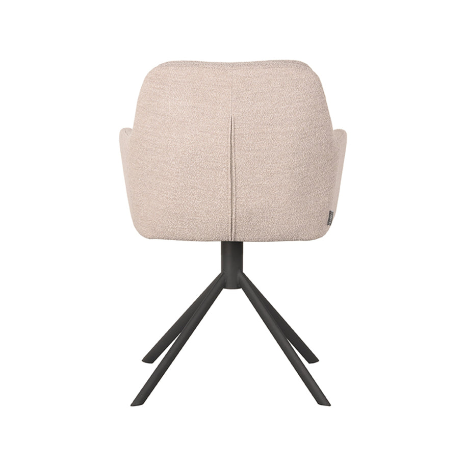LABEL51 Eetkamerstoelen Joy - Naturel - Boucle - Zwart Metalen Frame