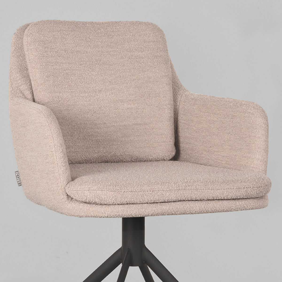 LABEL51 Eetkamerstoelen Joy - Naturel - Boucle - Zwart Metalen Frame