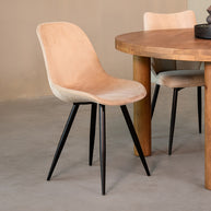 LABEL51 Eetkamerstoelen Capri - Zand - Velvet - Zwart Metalen Frame