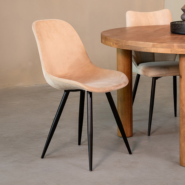 LABEL51 Eetkamerstoelen Capri - Zand - Velvet - Zwart Metalen Frame