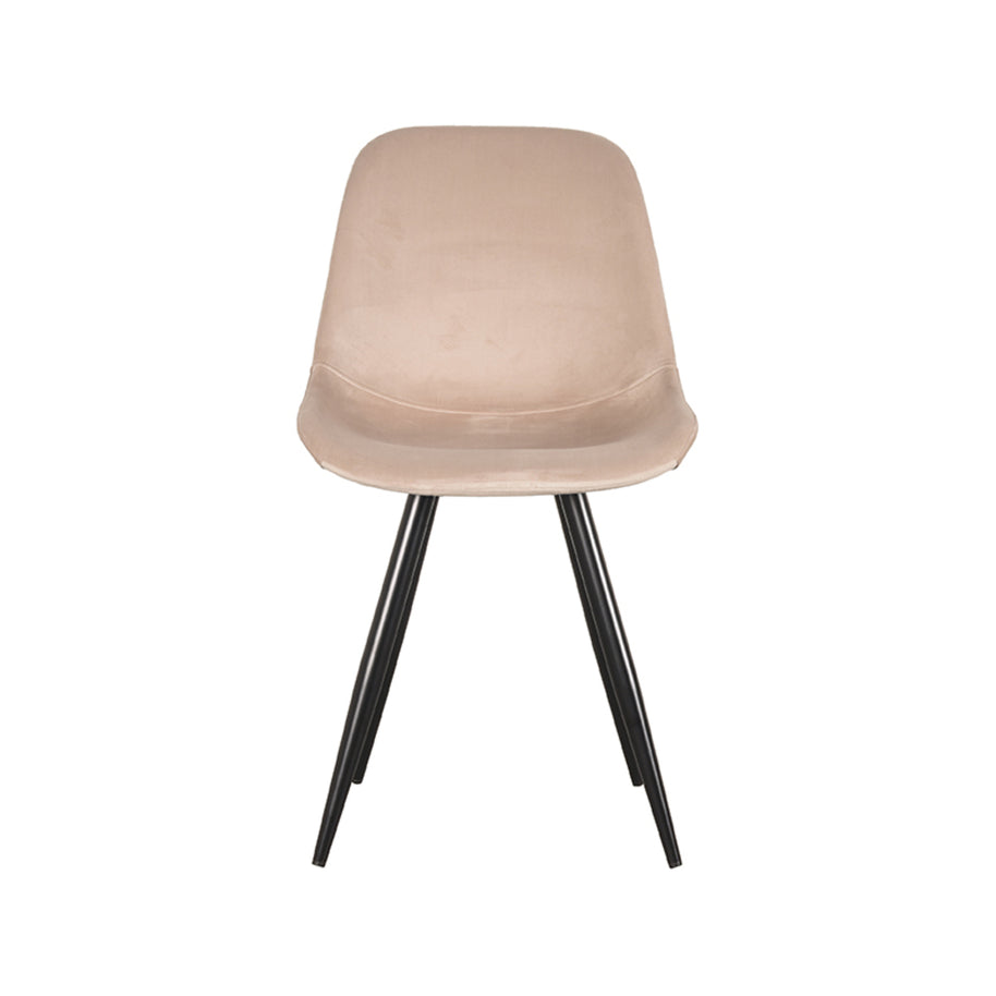 LABEL51 Eetkamerstoelen Capri - Zand - Velvet - Zwart Metalen Frame
