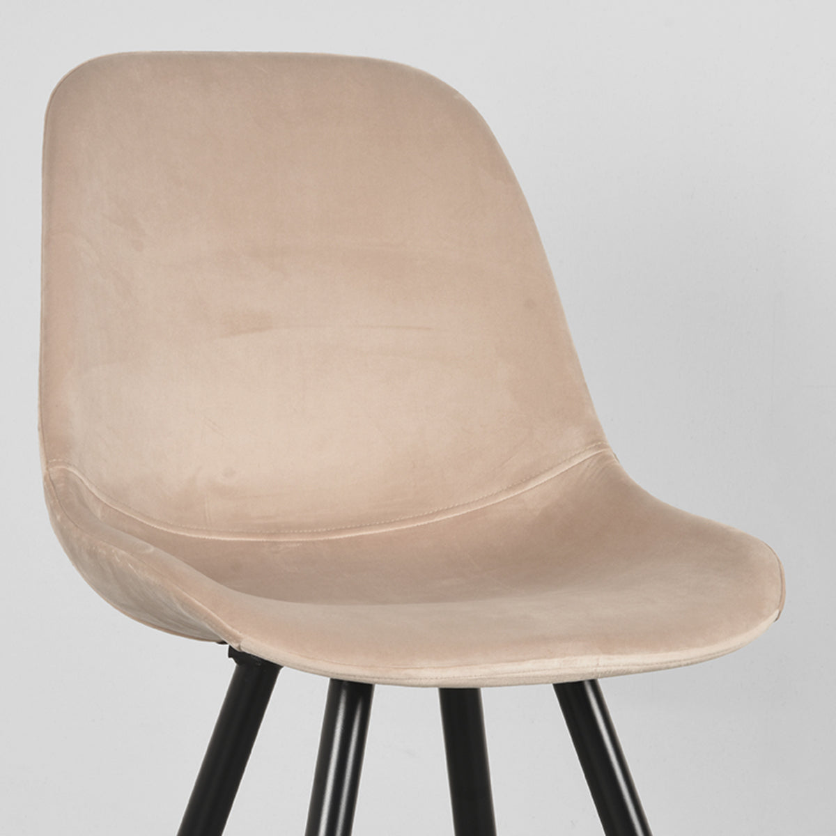 LABEL51 Eetkamerstoelen Capri - Zand - Velvet - Zwart Metalen Frame