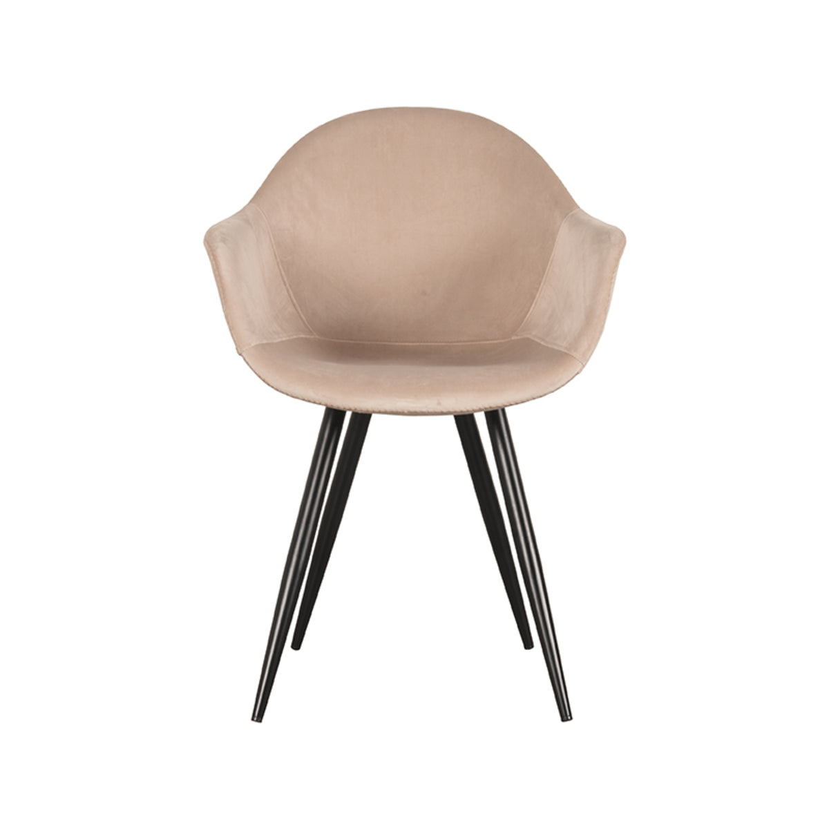 LABEL51 Eetkamerstoelen Forli - Zand - Velvet - Zwart Metalen Frame