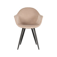 LABEL51 Eetkamerstoelen Forli - Zand - Velvet - Zwart Metalen Frame