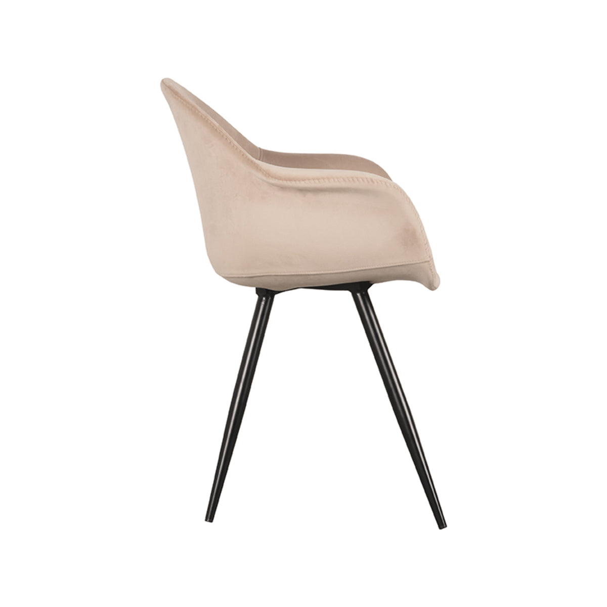 LABEL51 Eetkamerstoelen Forli - Zand - Velvet - Zwart Metalen Frame