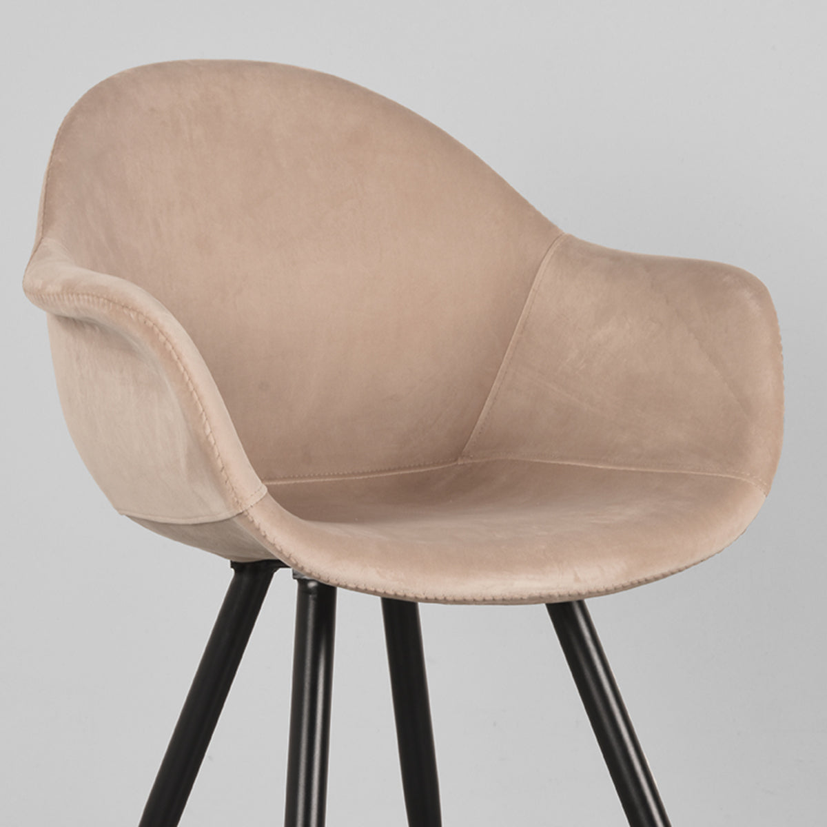 LABEL51 Eetkamerstoelen Forli - Zand - Velvet - Zwart Metalen Frame