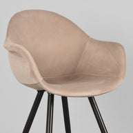 LABEL51 Eetkamerstoelen Forli - Zand - Velvet - Zwart Metalen Frame