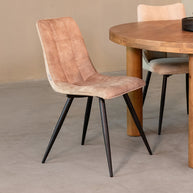 LABEL51 Eetkamerstoelen Jelt - Zand - Velvet - Zwart Metalen Frame