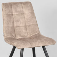 LABEL51 Eetkamerstoelen Jelt - Zand - Velvet - Zwart Metalen Frame