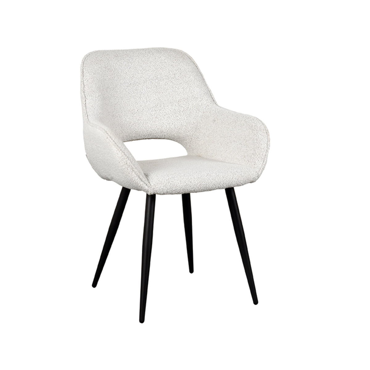 LABEL51 Eetkamerstoelen Fer - Champagne - Boucle - Zwart Metalen Frame