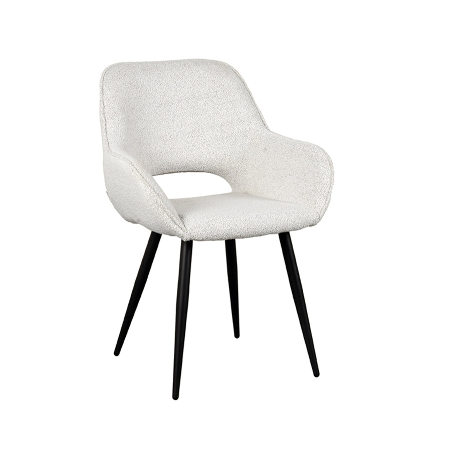 LABEL51 Eetkamerstoelen Fer - Champagne - Boucle - Zwart Metalen Frame