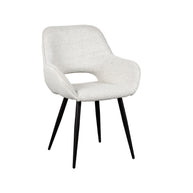 LABEL51 Eetkamerstoelen Fer - Champagne - Boucle - Zwart Metalen Frame