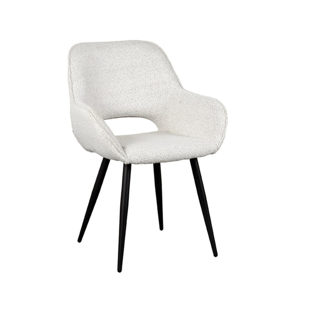 LABEL51 Eetkamerstoelen Fer - Champagne - Boucle - Zwart Metalen Frame