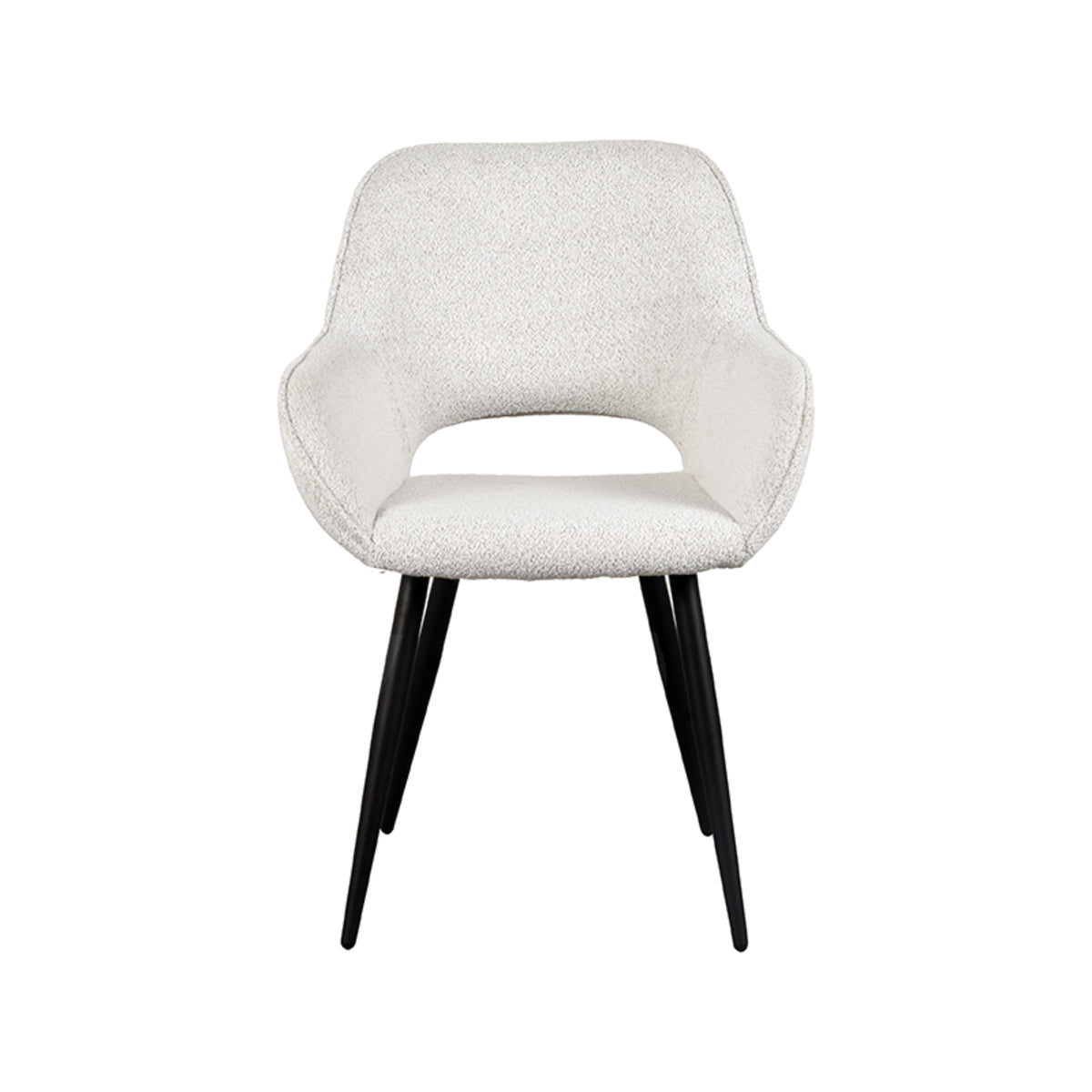 LABEL51 Eetkamerstoelen Fer - Champagne - Boucle - Zwart Metalen Frame