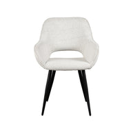 LABEL51 Eetkamerstoelen Fer - Champagne - Boucle - Zwart Metalen Frame