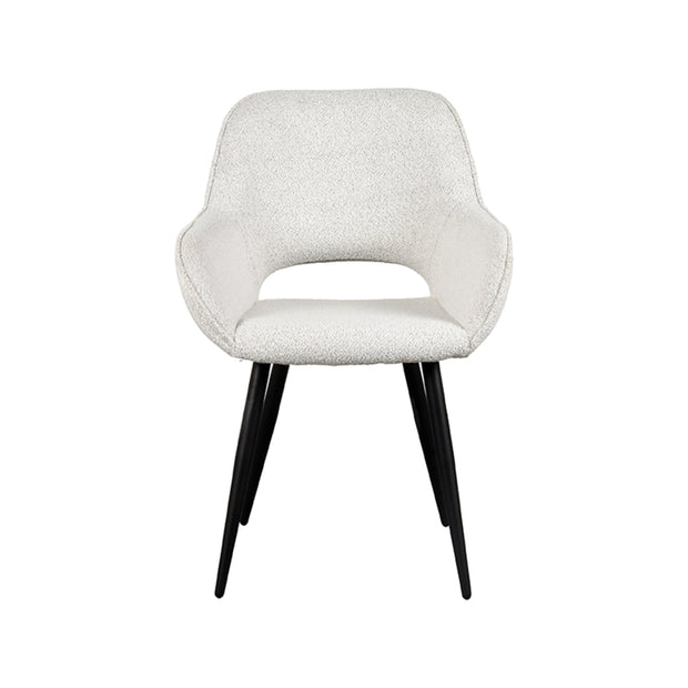 LABEL51 Eetkamerstoelen Fer - Champagne - Boucle - Zwart Metalen Frame