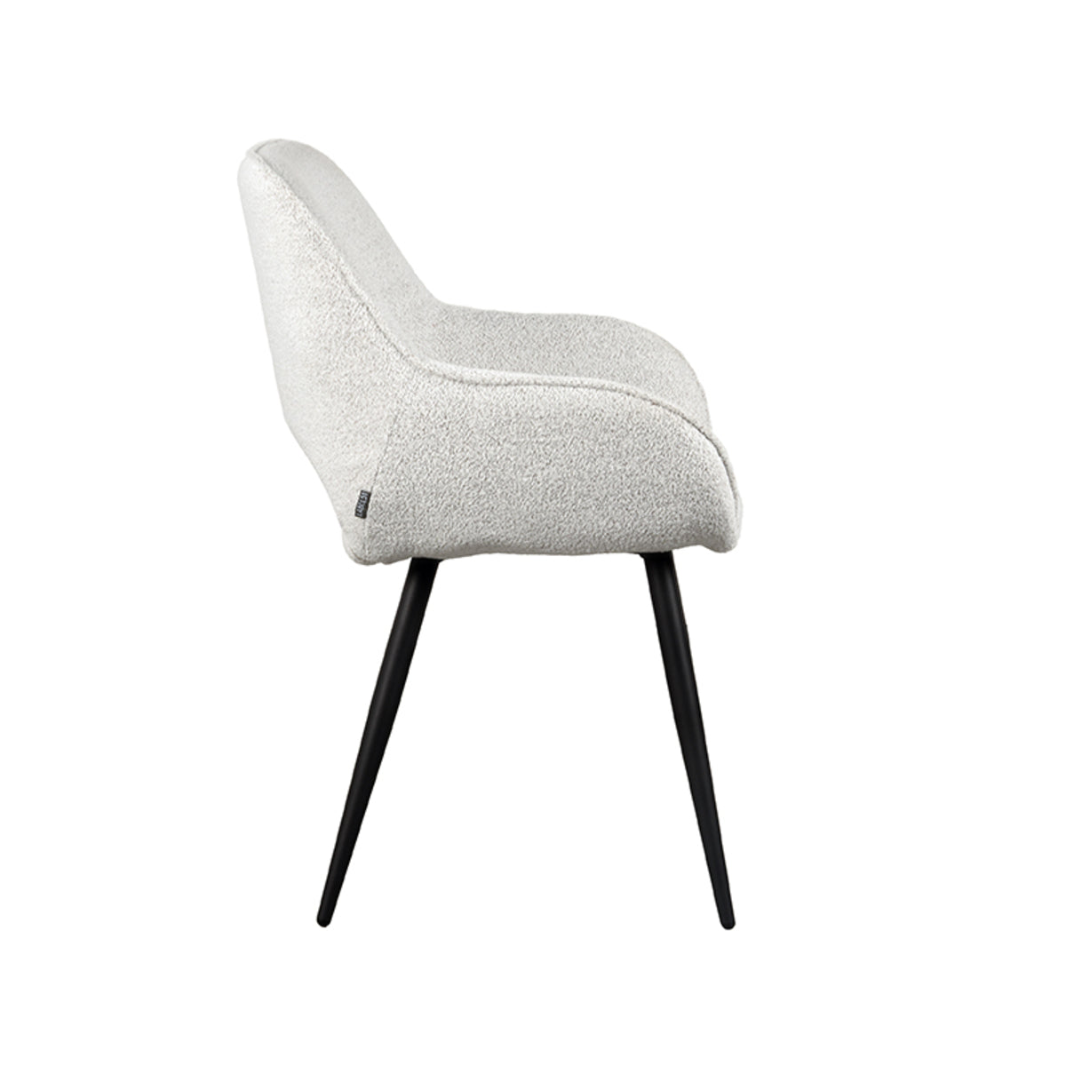 LABEL51 Eetkamerstoelen Fer - Champagne - Boucle - Zwart Metalen Frame