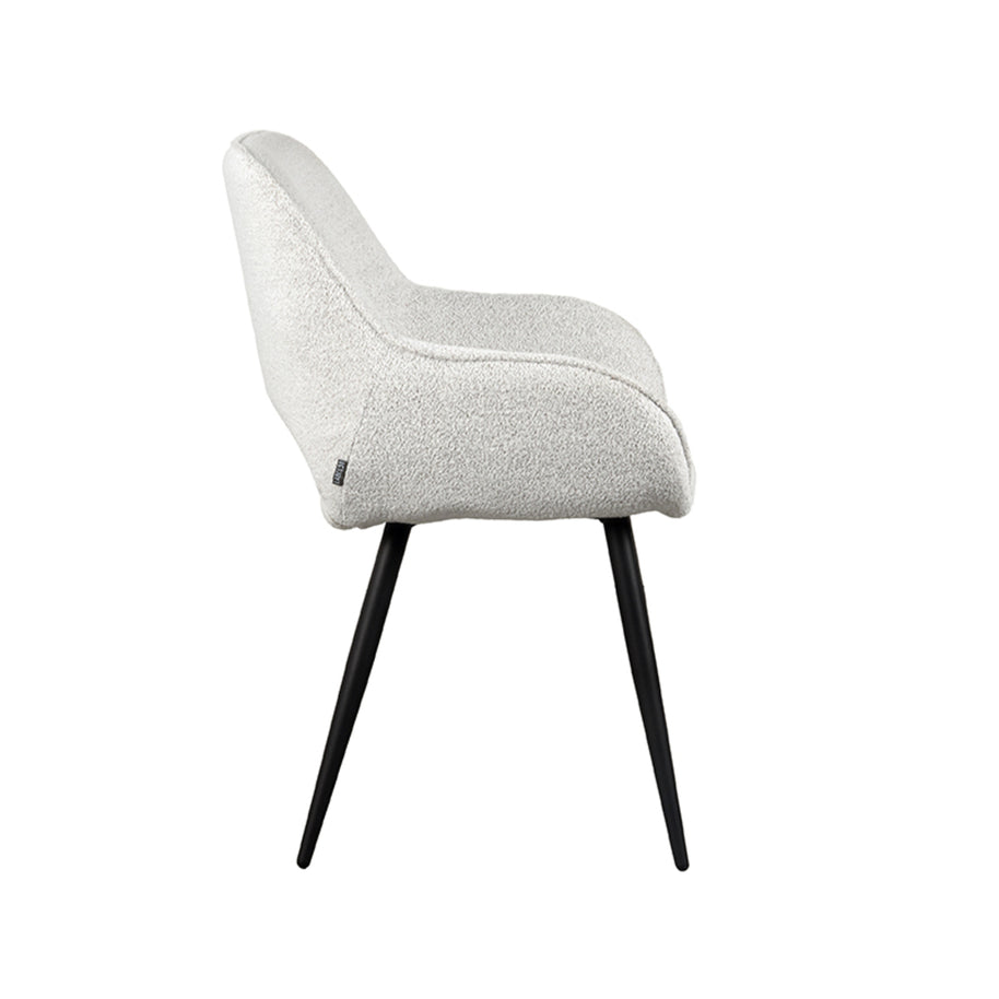 LABEL51 Eetkamerstoelen Fer - Champagne - Boucle - Zwart Metalen Frame