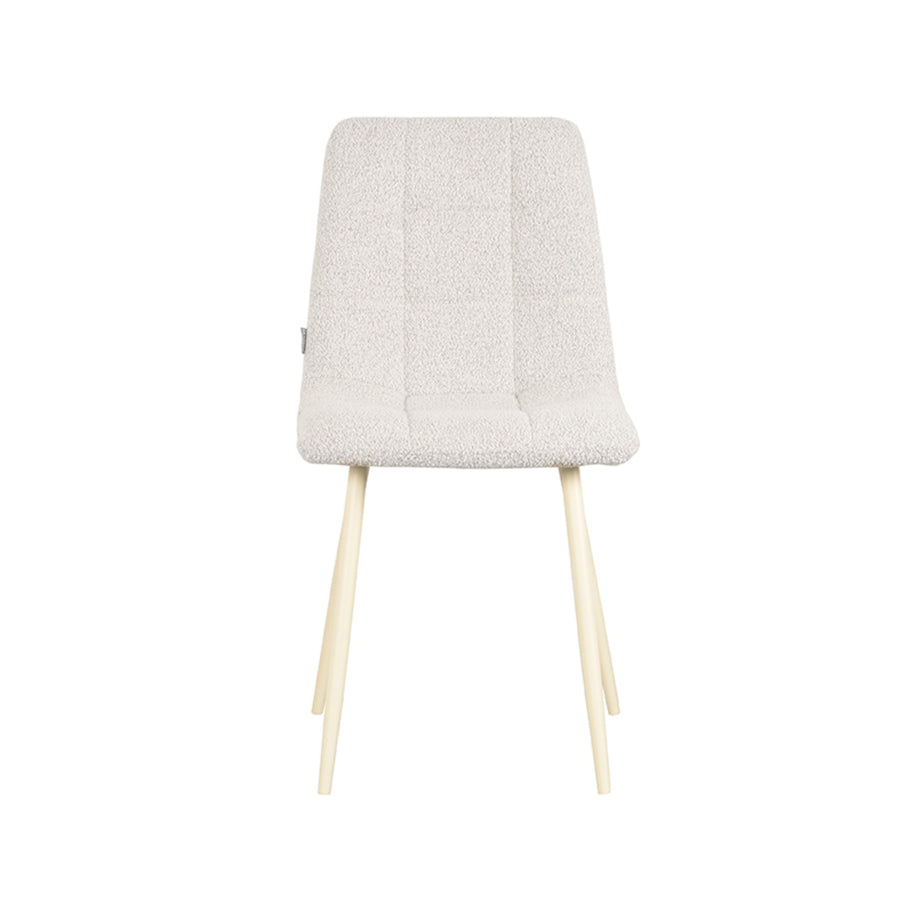 LABEL51 Eetkamerstoelen Nino - Champagne - Boucle - Wit Metalen Frame