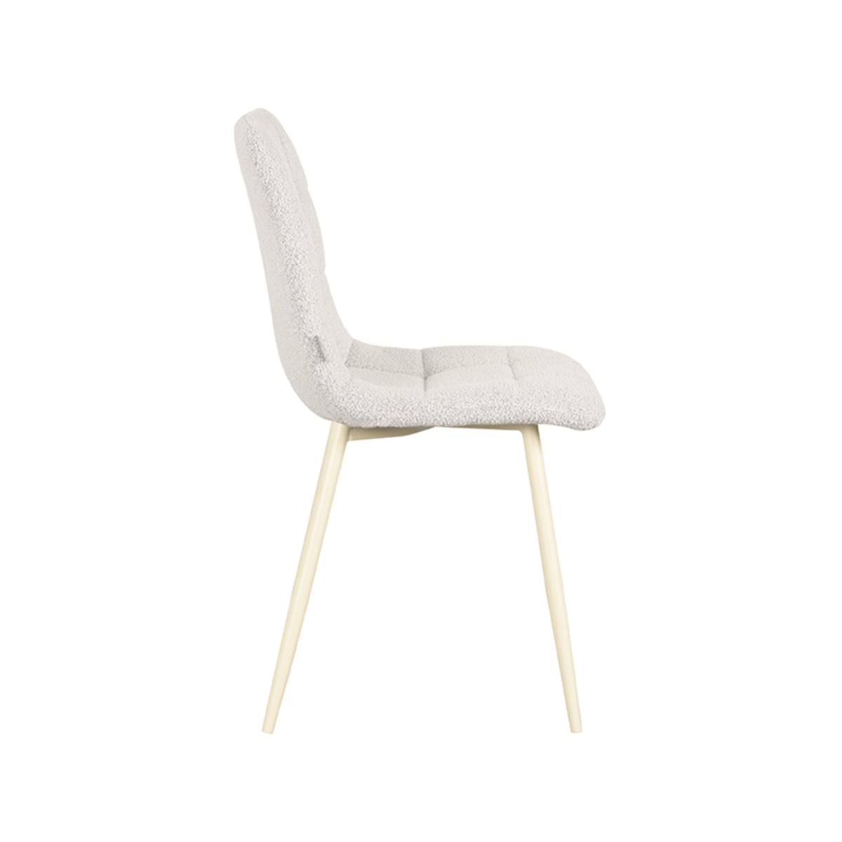 LABEL51 Eetkamerstoelen Nino - Champagne - Boucle - Wit Metalen Frame