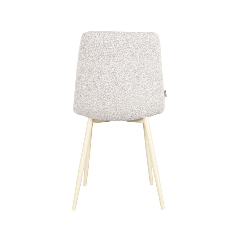 LABEL51 Eetkamerstoelen Nino - Champagne - Boucle - Wit Metalen Frame