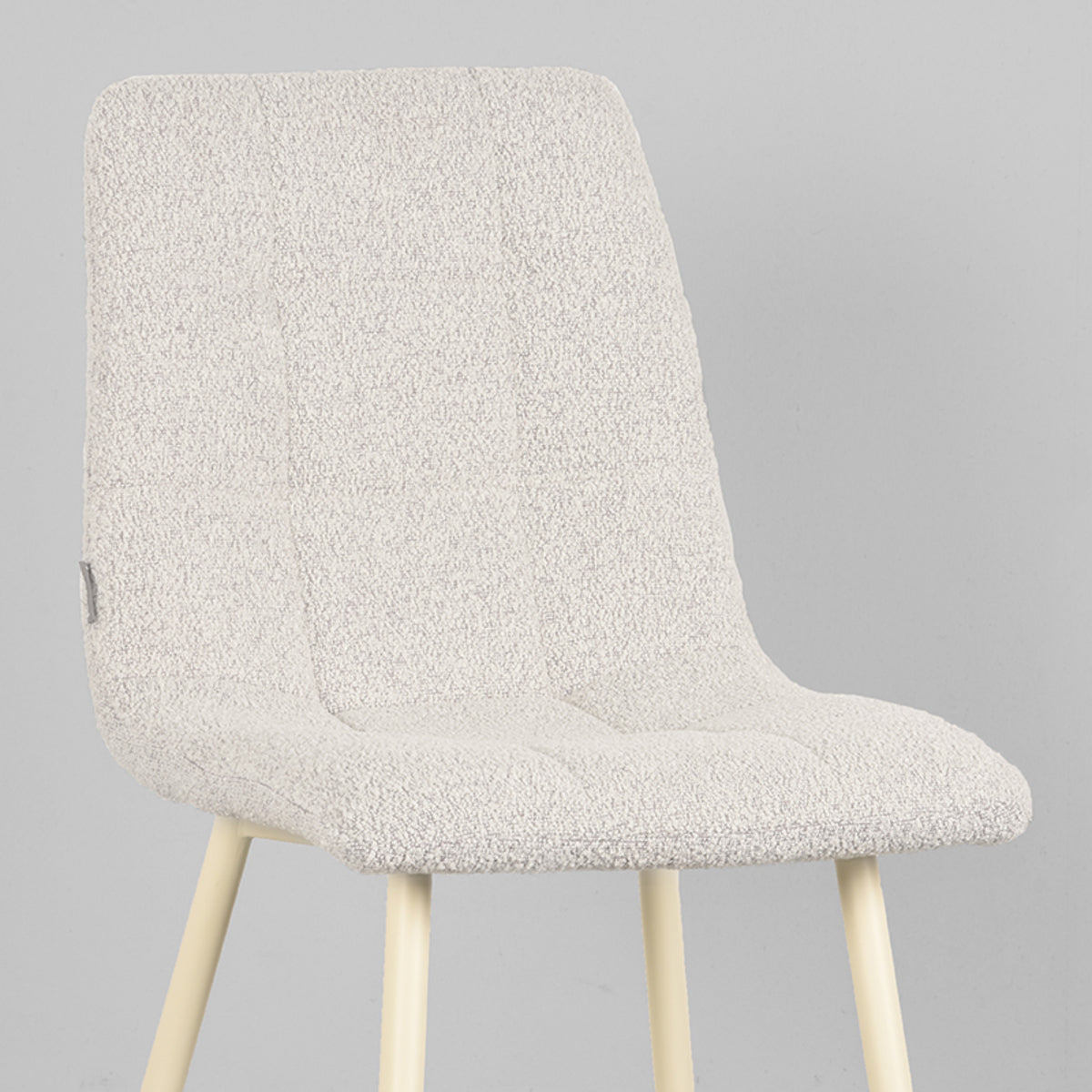 LABEL51 Eetkamerstoelen Nino - Champagne - Boucle - Wit Metalen Frame