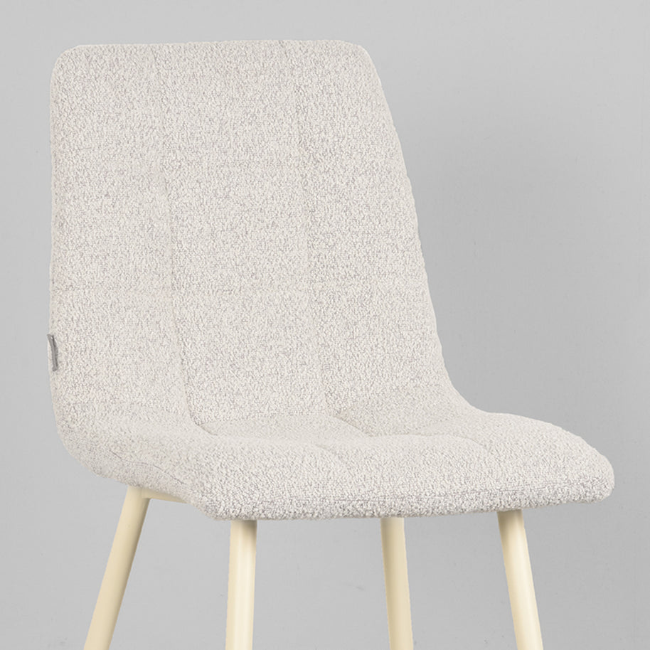 LABEL51 Eetkamerstoelen Nino - Champagne - Boucle - Wit Metalen Frame