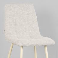 LABEL51 Eetkamerstoelen Nino - Champagne - Boucle - Wit Metalen Frame