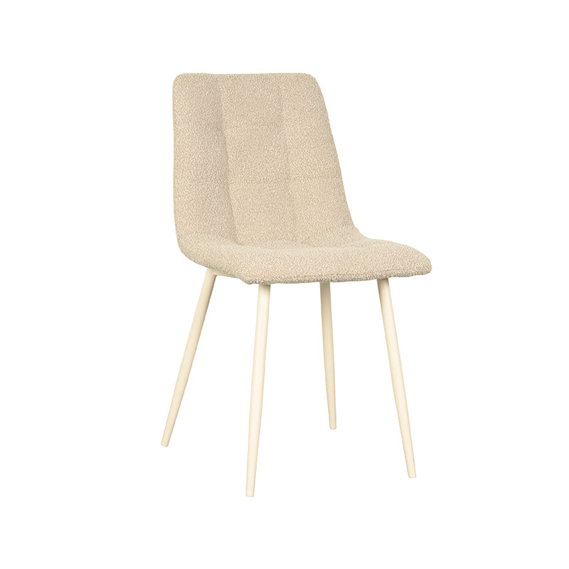 LABEL51 Eetkamerstoelen Nino - Zand - Boucle - Wit Metalen Frame