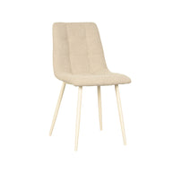 LABEL51 Eetkamerstoelen Nino - Zand - Boucle - Wit Metalen Frame