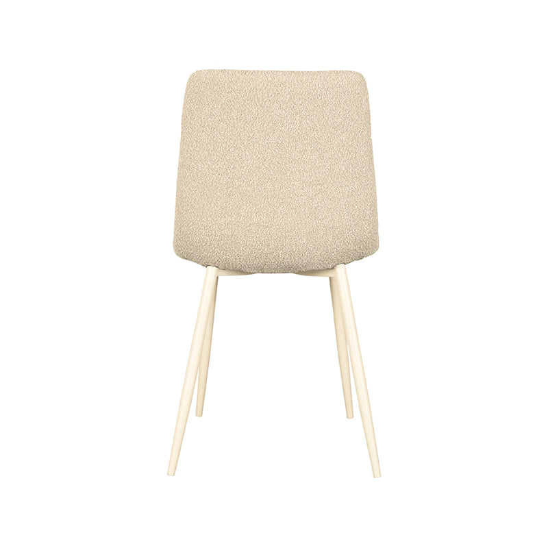 LABEL51 Eetkamerstoelen Nino - Zand - Boucle - Wit Metalen Frame