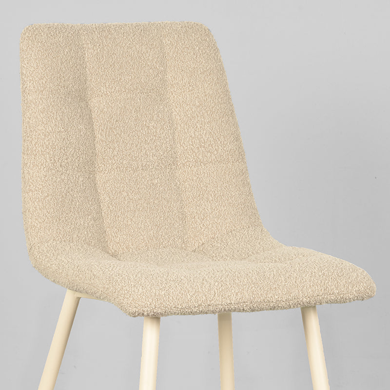 LABEL51 Eetkamerstoelen Nino - Zand - Boucle - Wit Metalen Frame