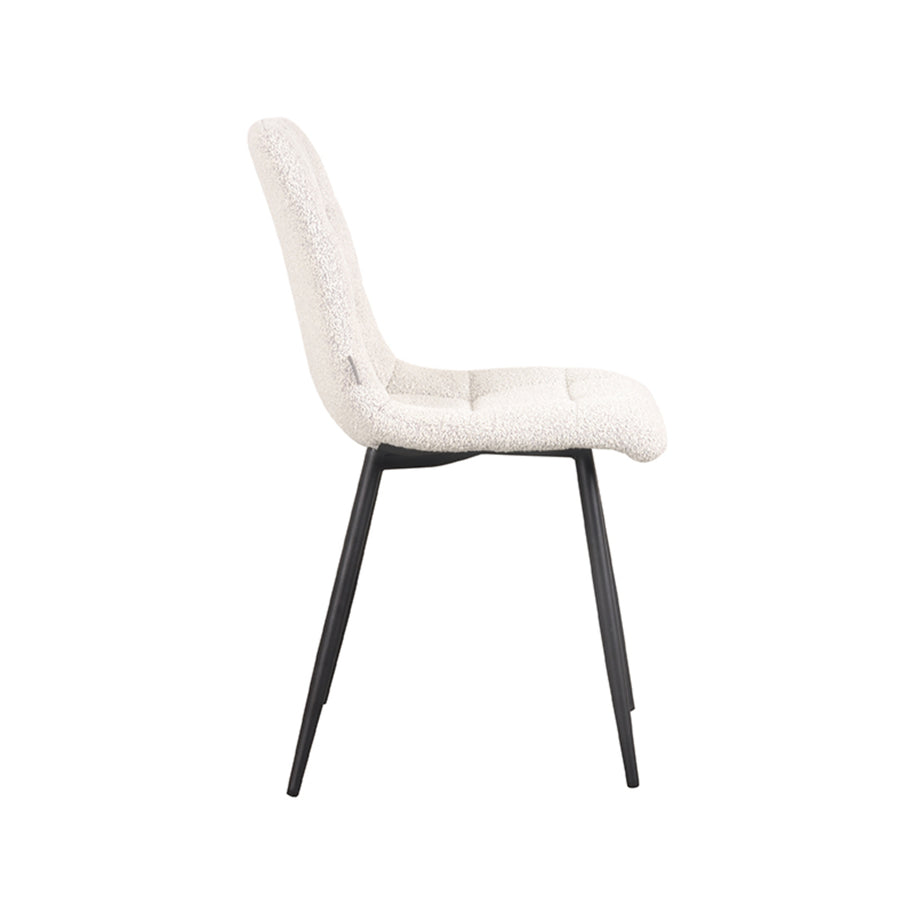 LABEL51 Eetkamerstoelen Juul - Champagne - Boucle - Zwart Metalen Frame