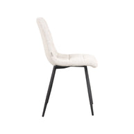 LABEL51 Eetkamerstoelen Juul - Champagne - Boucle - Zwart Metalen Frame