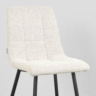 LABEL51 Eetkamerstoelen Juul - Champagne - Boucle - Zwart Metalen Frame
